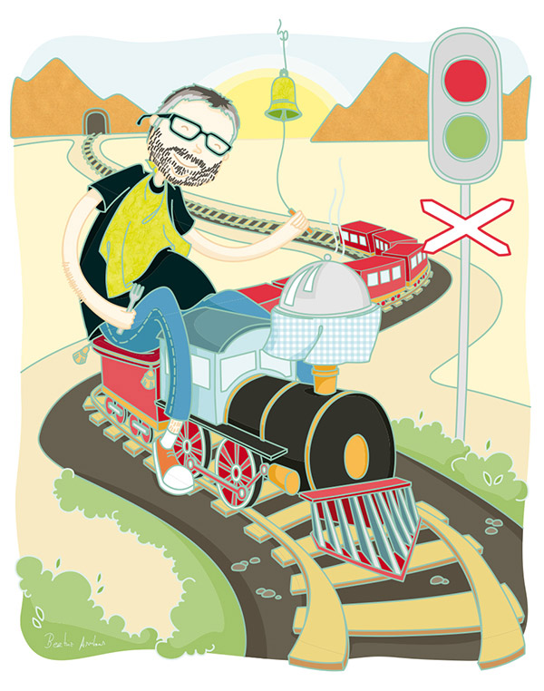 Custom illustration foodlover and trainlover