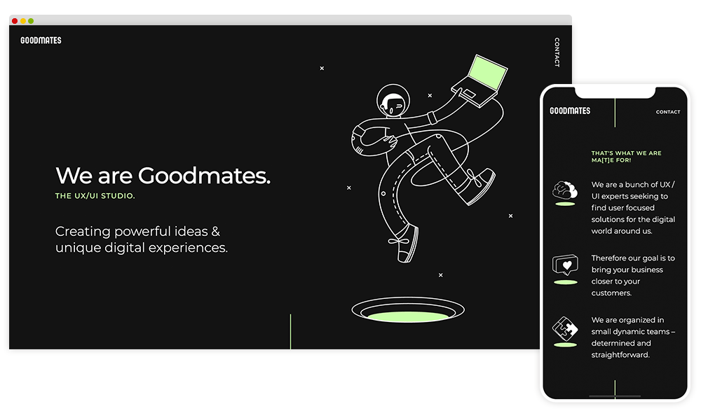 Goodmates. The UX/UI Studio illustrated onepager