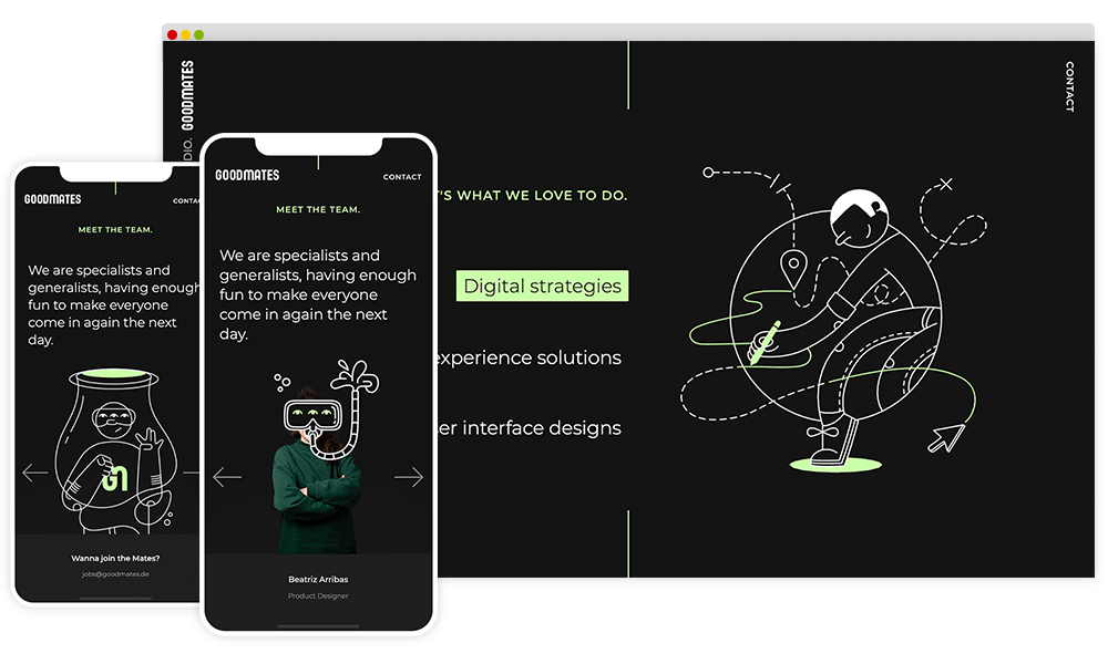 Goodmates. The UX/UI Studio illustrated onepager