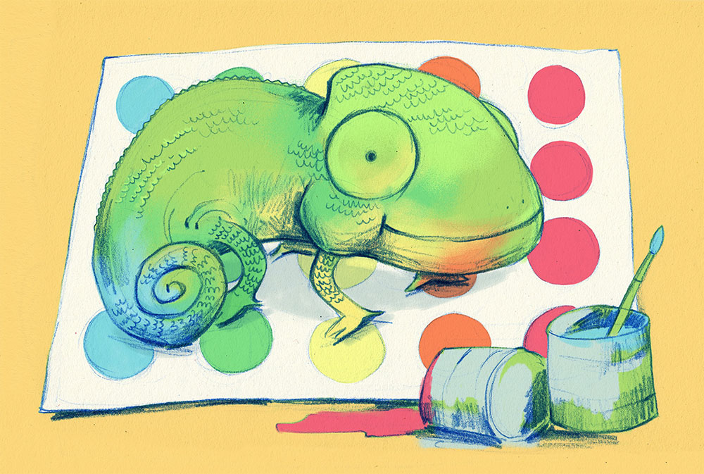Illustrated Tales. Ramón, the green chameleon. Lucía Sánchez Ramos in www.cincominutitosmas.com